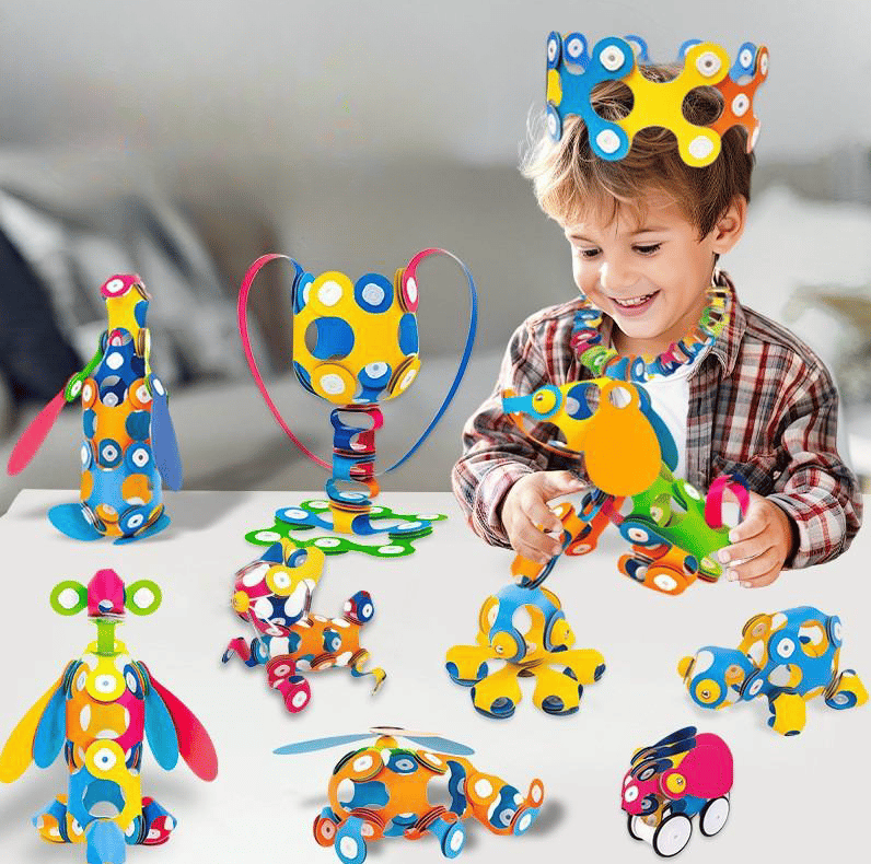 Colorful Arenzza magnetic building toy for kids, featuring magnetic blocks arranged for creative construction and play.