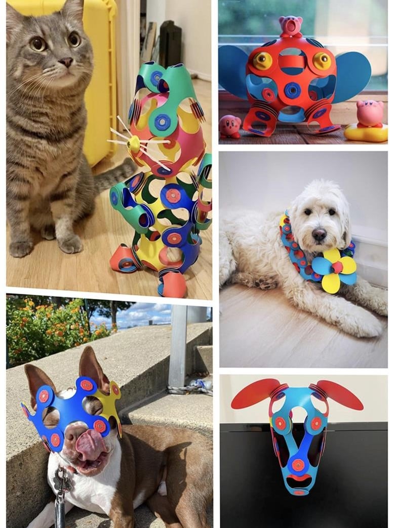 Colorful Arenzza magnetic building toy for kids, featuring magnetic pieces arranged in various shapes and structures.