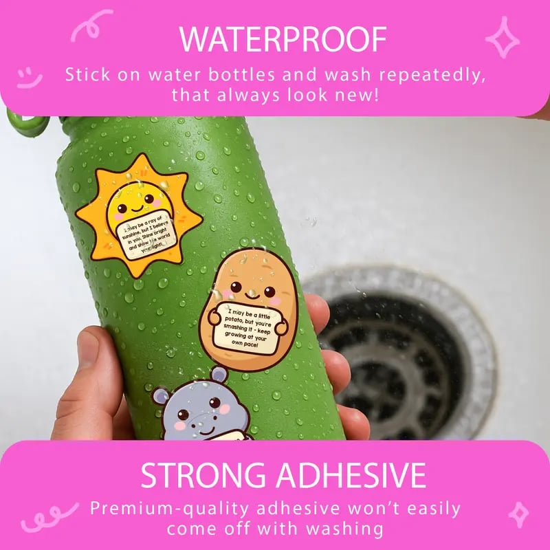 Arenzza positive emotional support buddies stickers for kids, colorful toy stickers featuring cheerful characters and uplifting designs.