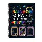 Arenzza Rainbow Magic Scratch Paper toy for kids, featuring colorful rainbow designs on black scratch-off pages for creative fun.