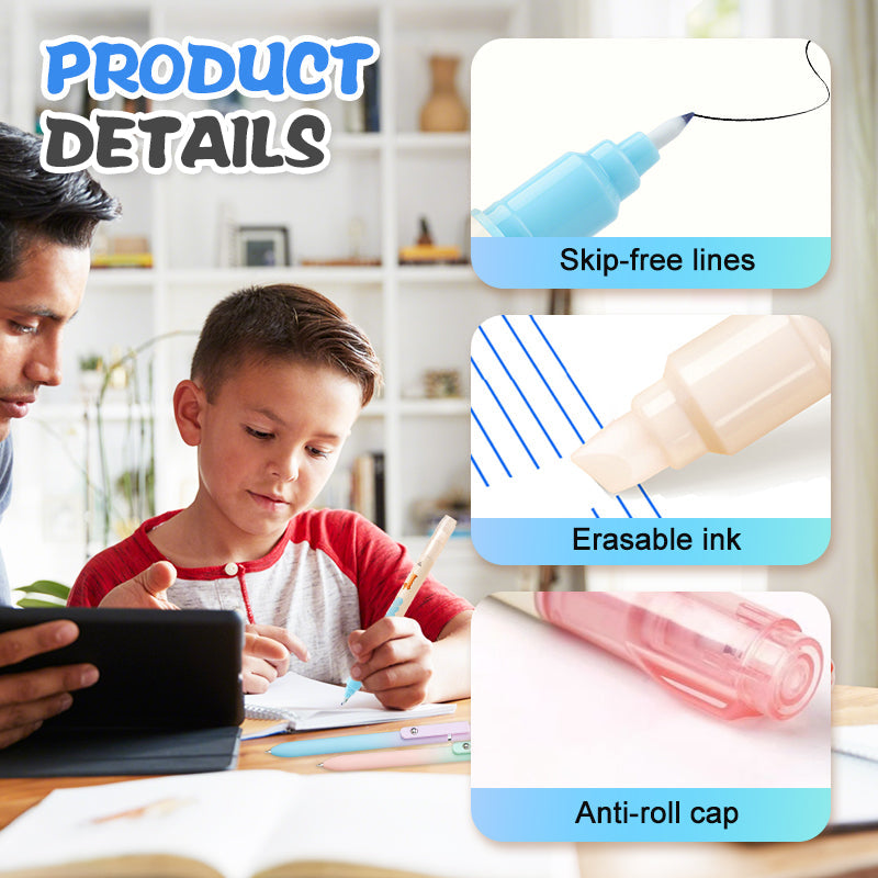 A set of Arenzza erasable pens for kids and gifts, featuring colorful design and easy-to-erase ink on a white background.