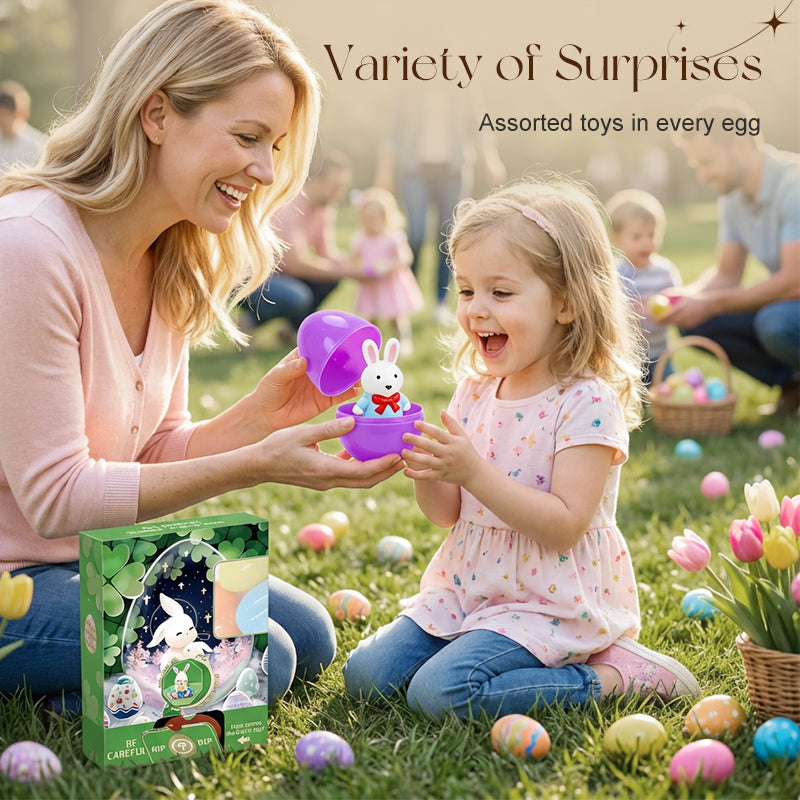 Set of 24 Arenzza pre-filled Easter eggs for kids, colorful plastic eggs with fun surprises inside for Easter celebrations.