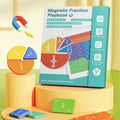 Arenzza magnetic fraction demonstration book for kids, featuring colorful pages with visual fraction learning tools and reusable design.