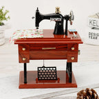 Arenzza wood mini sewing machine music box toy with intricate details, perfect for kids and gifts, plays a charming melody