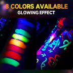 Arenzza UV glow face and body paint marker set with vibrant colors, ideal for kids’ crafts and creative body art.
