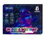Arenzza UV glow face and body paint markers set with vibrant colors, perfect for kids' toys, face painting, and creative gifts.