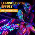 Arenzza UV glow face and body paint marker set with vibrant colors, designed for kids and creative body art.