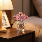Arenzza everlasting crystal rose flower figurine in a glass vase, ideal as a decorative gift for special occasions.
