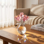Arenzza crystal rose flower figurine in a glass vase, perfect as a gift or decorative piece for kids and gift enthusiasts.