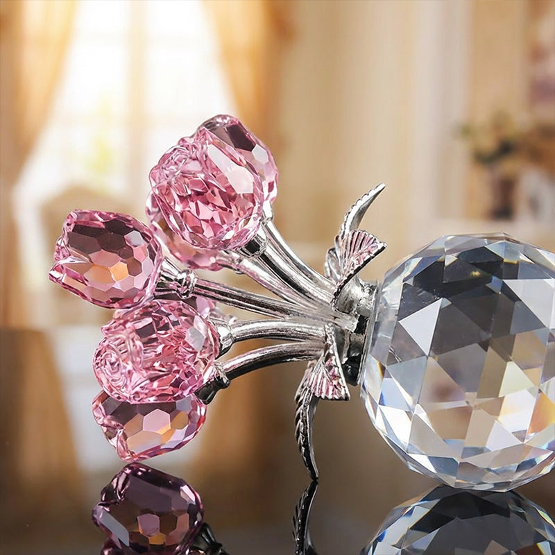 Aarenza crystal rose flower figurine in a glass vase, decorative gift item perfect for Valentine's Day and special occasions.