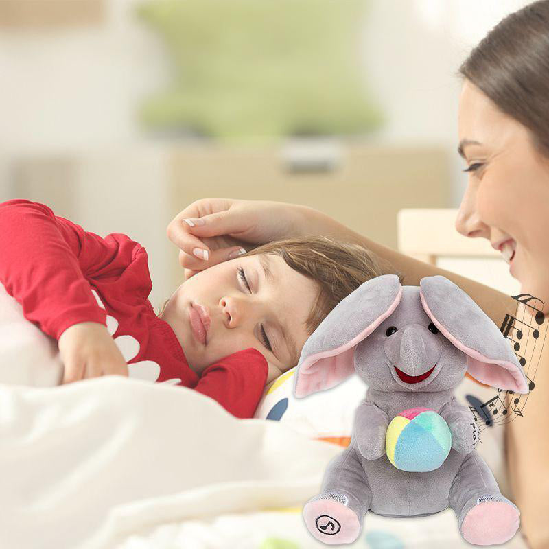 Aarenza cute hide and seek elephant plush toy for kids, soft fabric stuffed animal with adorable elephant features.