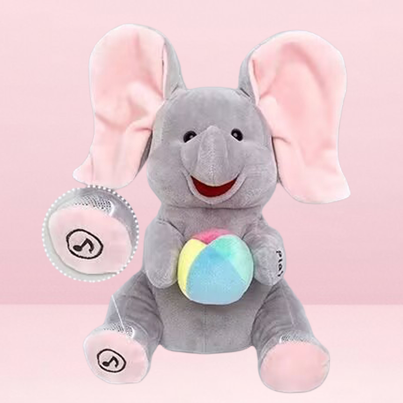 Aarenza cute hide and seek elephant plush doll toy for kids, soft and cuddly with detailed elephant features.