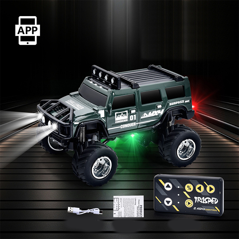 Aarenza mini RC off-road truck with lights, colorful toy car designed for kids, perfect for outdoor play and gift-giving.