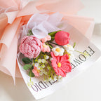 Handmade crochet flower bouquet toy by Arenzza featuring colorful, delicate fabric flowers suitable for kids and gifts.