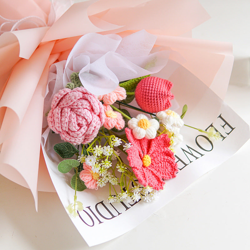 Handmade crochet flower bouquet toy by Arenzza featuring colorful, delicate fabric flowers suitable for kids and gifts.