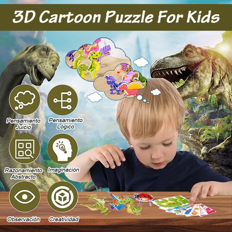 Colorful 2025 Educational 3D Cartoon Puzzle by Arenzza featuring vibrant pieces for kids' learning and play.