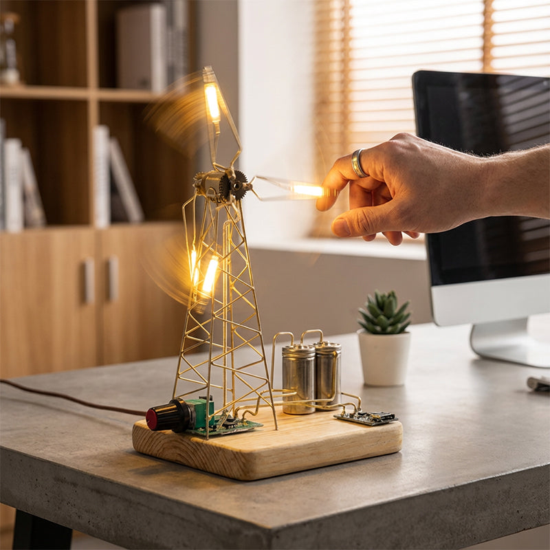 Arenzza DIY retro windmill night light kit for kids and gifts, featuring colorful components and a vintage-inspired windmill design.