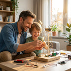 Arenzza DIY retro windmill night light kit for kids and toys, featuring colorful components and a playful design for nighttime ambiance.