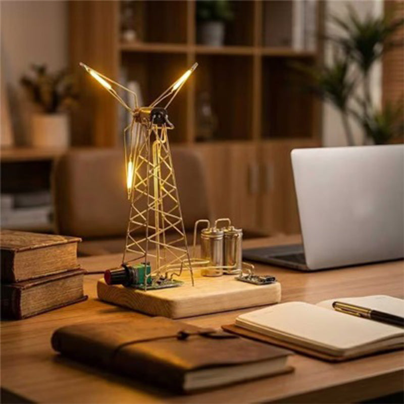 Arenzza DIY retro windmill night light kit for kids and toys, featuring colorful components and a creative design for nighttime illumination.