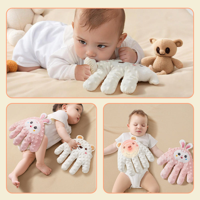 Aarenza Smart Soothing Baby Sleep Palm toy for kids, soft plush with gentle colors, designed to comfort and soothe babies.
