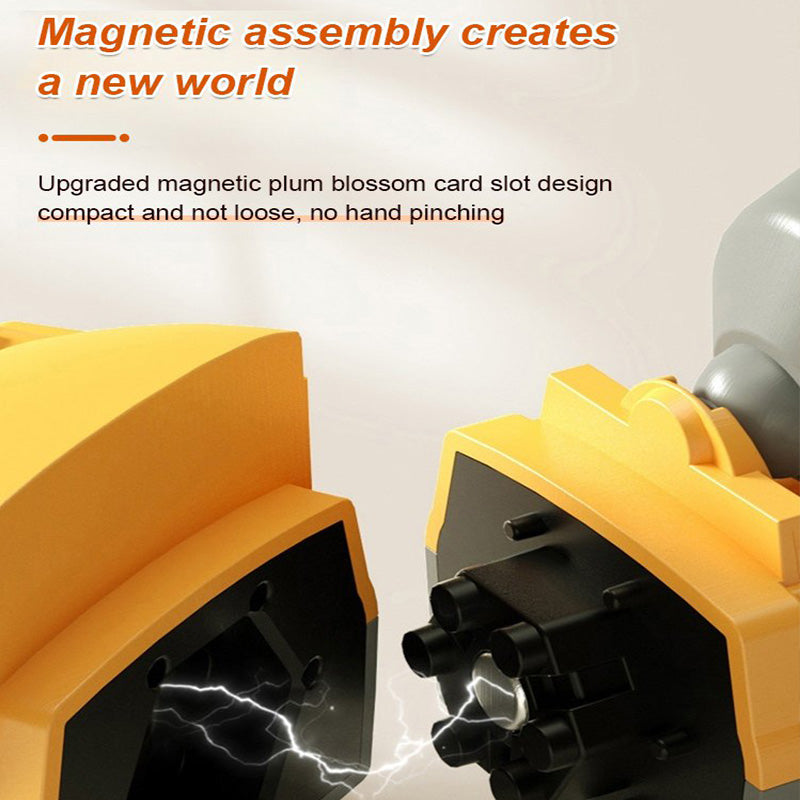 Arenzza magnetic transform engineering car toy with colorful metal pieces assembled into a sleek, modern design for kids' play.