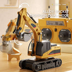 Aarenza 1/64 mini RC toy set includes excavator, dump truck, and forklift for kids, featuring colorful plastic construction vehicles.