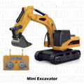 Arenzza 1/64 mini RC toy set including excavator, dump truck, and forklift, perfect for kids' play and gift-giving.