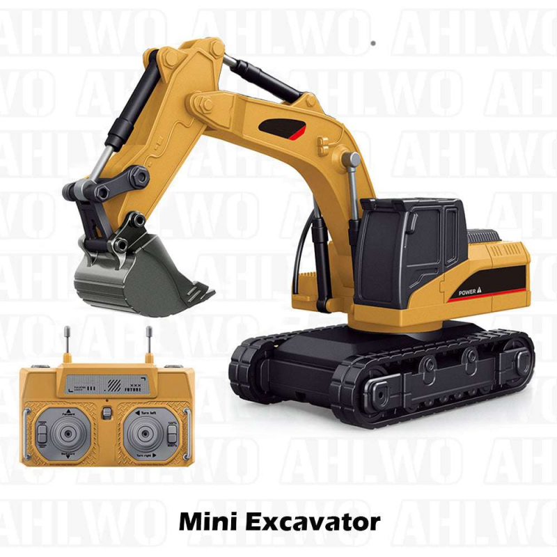 Arenzza 1/64 mini RC toy set including excavator, dump truck, and forklift, perfect for kids' play and gift-giving.