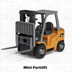 Arenzza 1/64 mini RC toy set with excavator, dump truck, and forklift for kids, featuring colorful construction vehicle models.