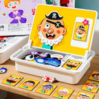 A kids magnetic face dress-up travel game with double-sided puzzle pieces from Arenzza, educational and fun for preschool learning.