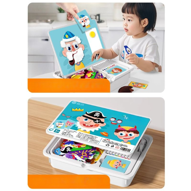 Aarenza magnetic face dress-up travel game for kids, featuring double-sided puzzle pieces for educational and creative play.