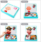 Arenzza magnetic face dress-up travel game with double-sided magnetic puzzles for kids, featuring colorful character pieces for educational play.