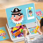 Arenzza magnetic face puzzle dress-up travel game for kids, featuring double-sided educational toy with colorful face pieces.