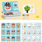Arenzza magnetic face dress-up travel puzzle toy for kids, featuring double-sided educational puzzles for preschool learning and fun.