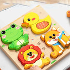 Aarenza Educational Wooden 3D Puzzle toy for kids, featuring colorful interlocking wooden pieces designed for learning and play.