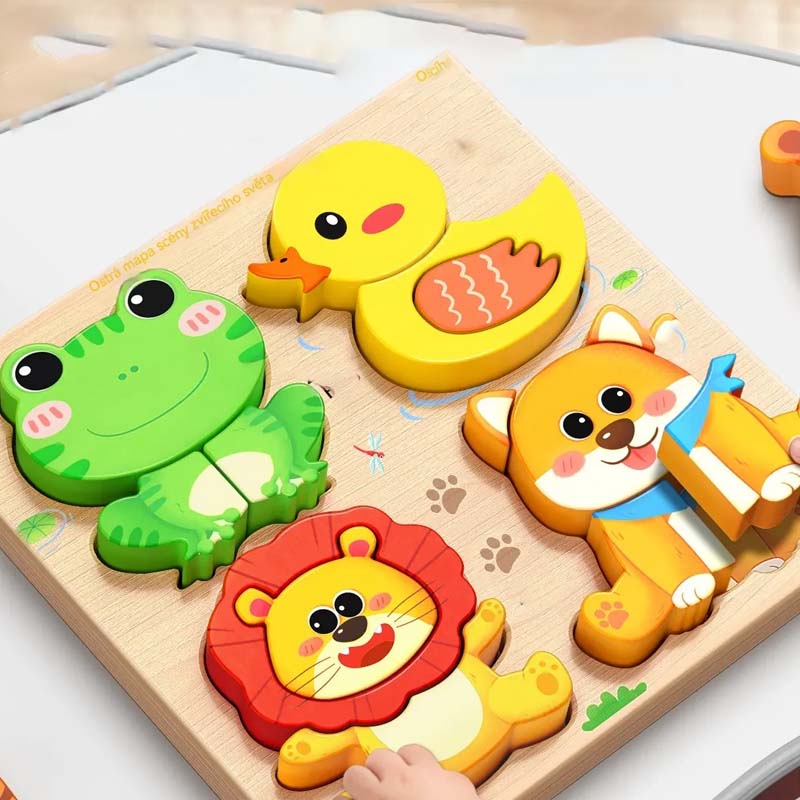 Aarenza Educational Wooden 3D Puzzle toy for kids, featuring colorful interlocking wooden pieces designed for learning and play.