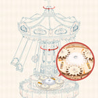 Aarenza DIY wooden puzzle carousel music box toy for kids, featuring colorful wooden pieces and a rotating musical mechanism.