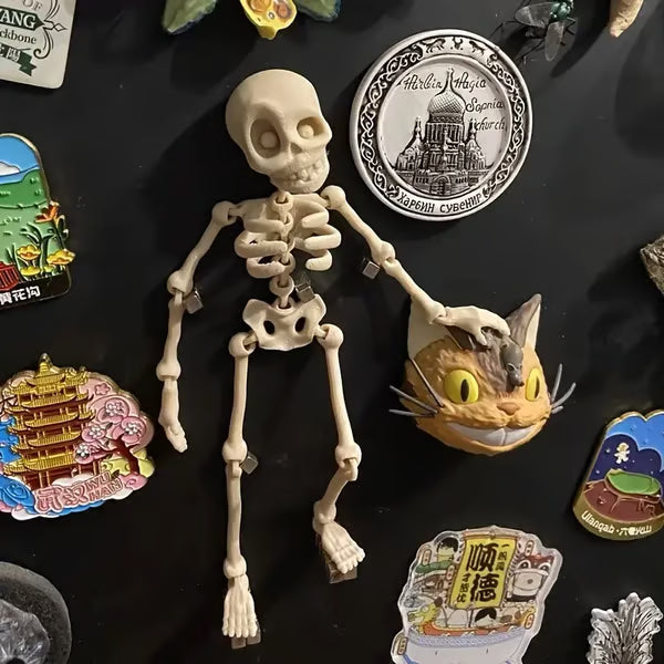 3D printed vintage skeleton magnetic figurine by Arenzza, a spooky toy or gift for kids with detailed skeletal design.
