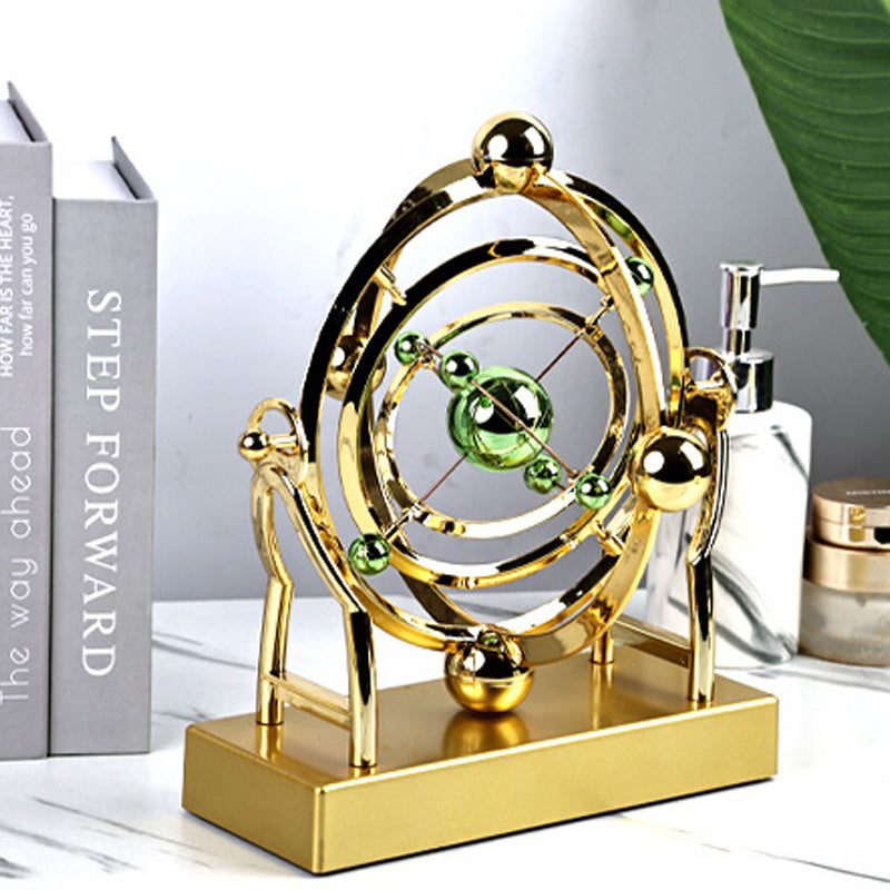 Arenzza celestial orbit perpetual motion pendulum toy with rotating celestial spheres, decorative home rotary ornament.