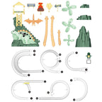 Arenzza electric dual track dinosaur slide toy for kids with colorful lights and interactive track changes, perfect for fun and play.