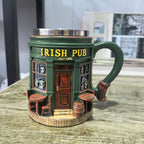 Arenzza 3D Irish Pub Resin Mug toy for kids and gifts, featuring a detailed Irish pub design in resin material.