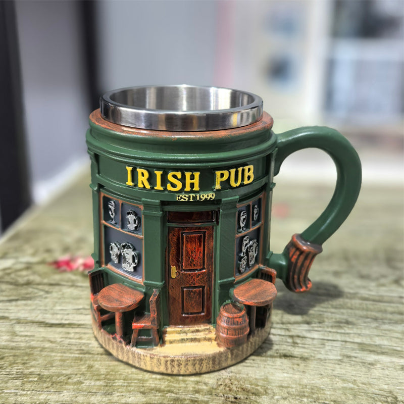 Aarenza 3D Irish Pub resin mug with detailed pub scene, perfect for toys, kids, and gift collection.
