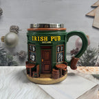 Arenzza 3D Irish Pub Resin Mug toy, detailed miniature replica of an Irish pub scene, suitable for kids and gift collections