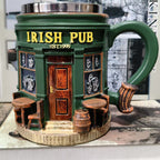 Arenzza 3D Irish Pub Resin Mug toy with detailed Irish pub design, perfect for kids and collectors.