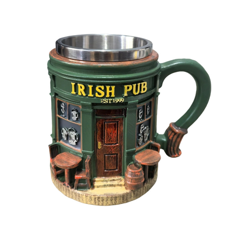 Aarenza 3D Irish Pub resin mug, featuring detailed Irish pub design, ideal for collectors or as a gift for kids and adults.