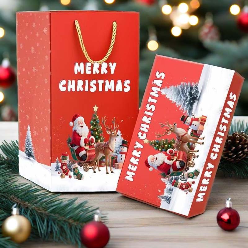 Arenzza folding bouncing Christmas gift box toy for kids, featuring festive holiday design and bright, colorful decorations.
