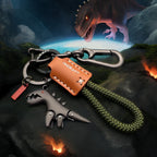 Arenzza aluminum alloy dinosaur charm with a hand-woven bracelet, featuring a detailed dinosaur design and fiery breath.