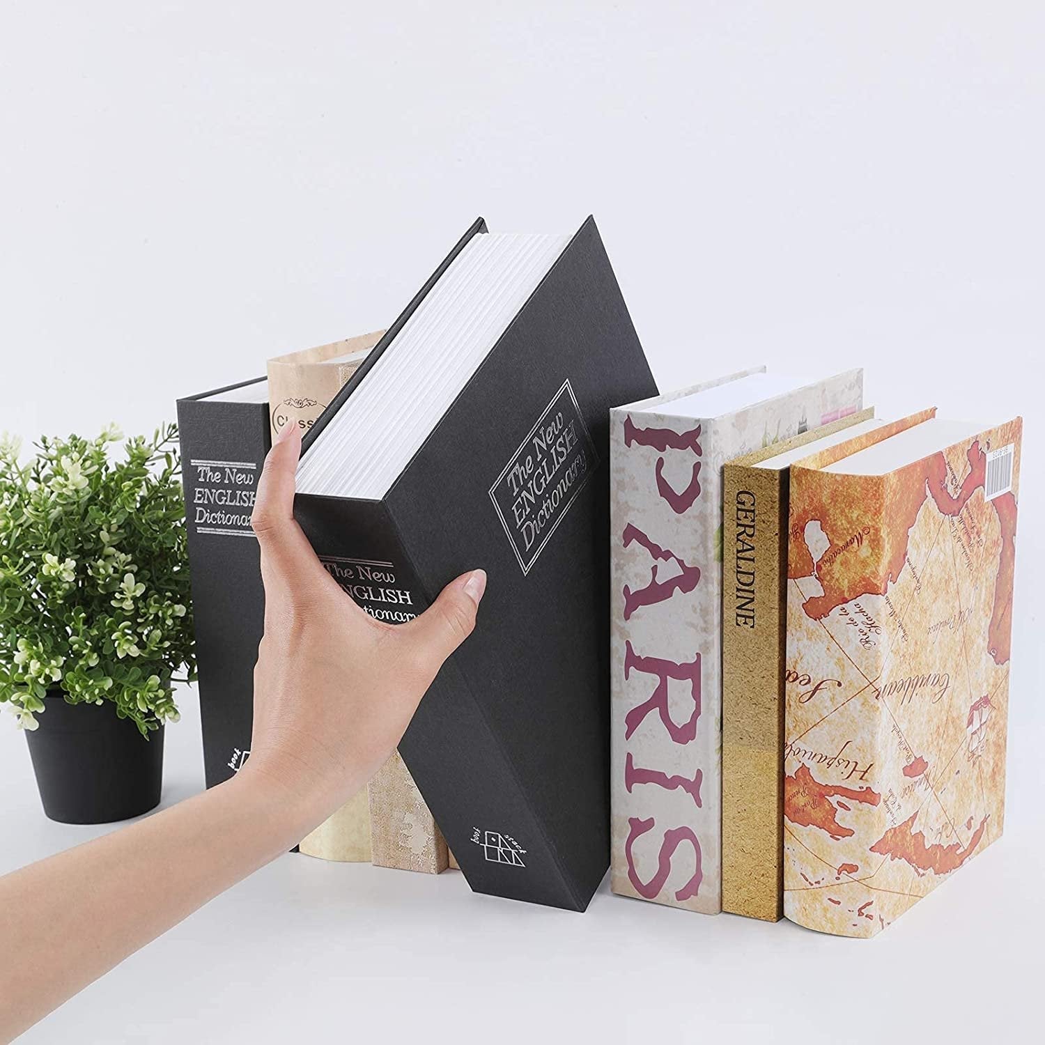Arenzza black secret book safe box with lock, designed as a hidden storage container for toys, kids' gifts, or valuables.