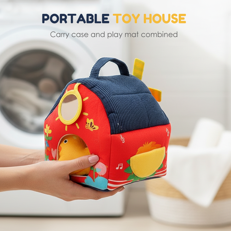 Arenzza interactive plush farm house toy set for kids, featuring soft farm animals and a cozy farm house play scene.