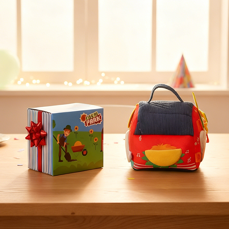Arenzza interactive plush farm house toy set for kids, featuring colorful soft farm animals and accessories for imaginative play.